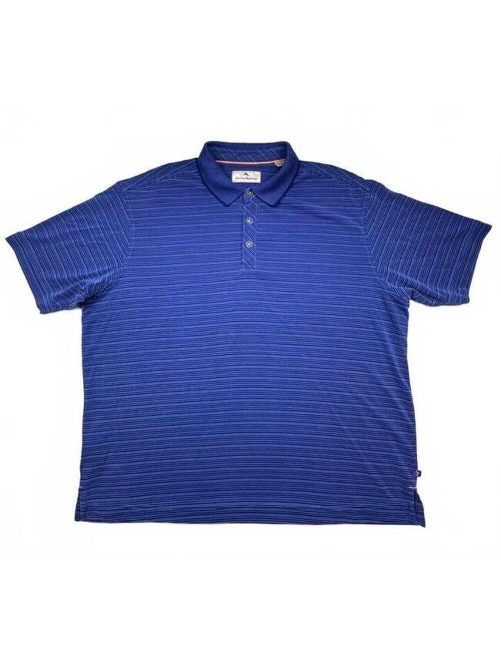 Tommy Bahama Embers Island Striped Polo Shirt Mens XL Blue Modal